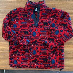 EUC Vintage LL Bean Aztec patterned snap Fleece Pullover sz L XL see measurement